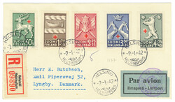 1942 Red Cross set 2.1.1942 to Denmark