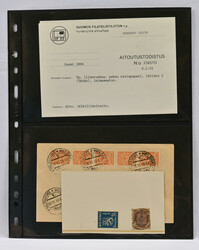 1866 onwards selection on stock card, eg. two black 10 markka stamps, ...