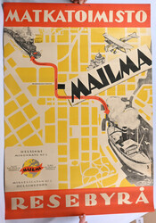 Travel Agency Mailma, Mikonkatu 3, Helsinki, advertising poster 70 x ...