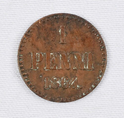 1864 1 penni, bad condition, 1?/2