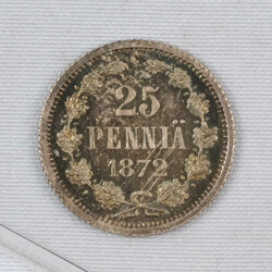 A GREAT RARITY: 1872 25 penni II later minting, dense-lined coat of ...