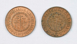 1918 5 penniä People's Delegation, both versions