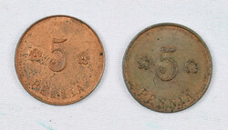 1918 5 penniä People's Delegation, both versions