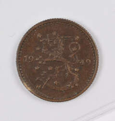 A GREAT RARITY 1949 1 markka, copper, kl 1?