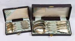 Silver spoons two sets of six spoons in a fine cases with owners ...
