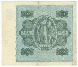 1945 100 markka Litt. B with fine printing error! Kl 1