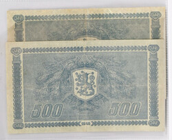 1945 500 markka Litt. A and B, kl 1/1?