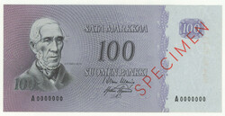 1963 100 markka Specimen banknote! Kl 1+