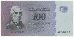 1963 100 markka number A0046688* kl 0/01. Rare!