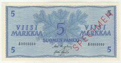 1963 5 markka specimen banknote! Kl 0