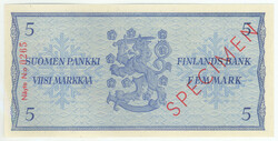 1963 5 markka specimen banknote! Kl 0