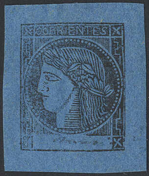 1860/71, 3 c schwarz auf blau, ungebrauchtes Kabinettstück und 3 c ...