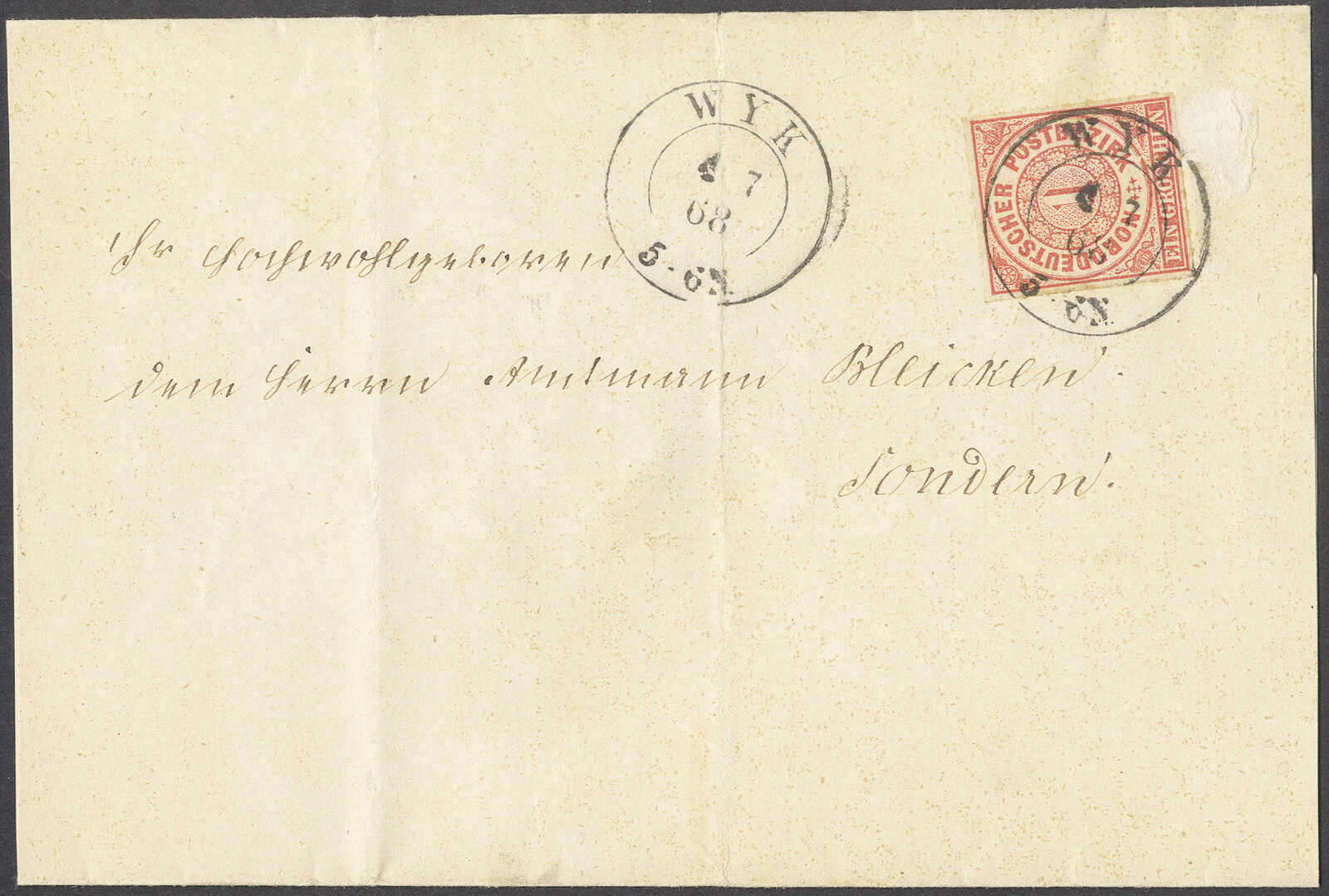 1864/72, 6 verschiedene Briefe, dabei 2 Stück mit Dänemark, 2 ...