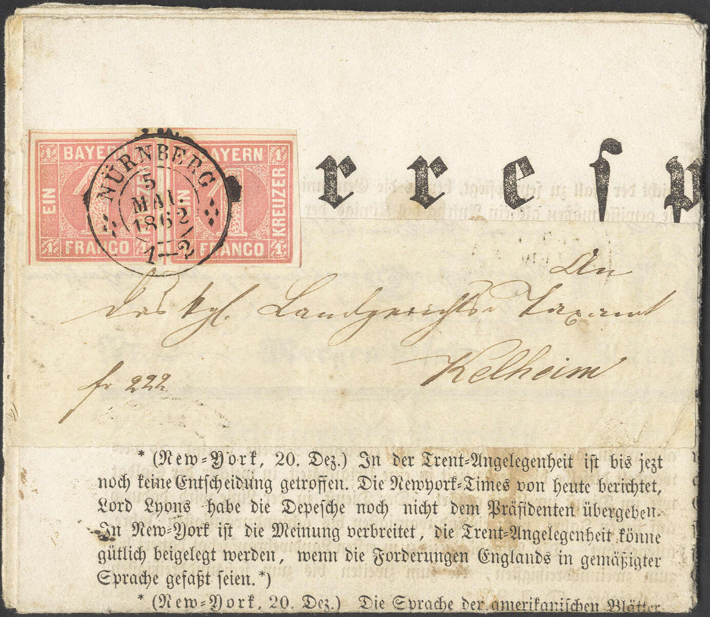 1 Kr. rosa, waagerechtes Paar im breitrandigen Schnitt, auf ...