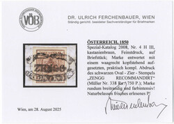 "ZENGG/RECOMMANDIRT", praktisch kompletter Schlangenstempel auf Kab ...