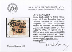 "GÜNS", besonders klarer, kpl. Zier-Ovalstempel mit darunterges. ...