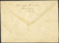 3 Kr. grün, waager. Paar, auf Auslands-Drucksachenbrief der 2-fachen ...