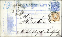Rohrpost-Corresp.-Karte 10 Kr. blau mit Zusatzfrankatur 2 Kr. braun ...