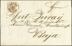 "PESTH", besonders klarer, zentr. Zier-K1 auf Kab.-Faltbrief mit ...