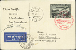 1931, ZEPPELIN-POST nach LAUSANNE, 1 Fr. schwarzgrün auf ...