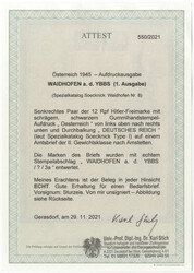1945, Lokalausgabe Waidhofen a.d. Ybbs, senkr. Paar 12 Rpf. rot ...