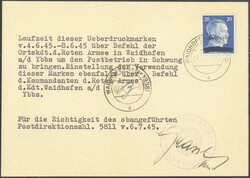 1945, Lokalausgabe Waidhofen a.d. Ybbs, 3 Briefstücke mit Gummi- bzw ...