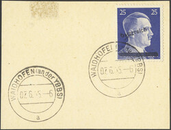 1945, Lokalausgabe Waidhofen a.d. Ybbs, 3 Briefstücke mit Gummi- bzw ...