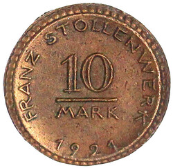 Bronzeabformung des 10 Mark 1921, Franz Stollenwerk, wohl gefertigt ...