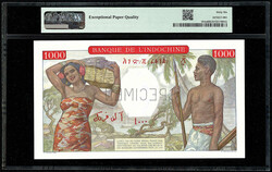 SPECIMEN der Banque de l´Indochine, 1000 Francs o.D. (1938), mit ...