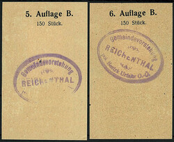 Notgeld Reichental, Briefmarkengeld zu 10 u. 20 Heller o.D. II, kl. ...