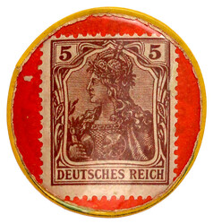 Briefmarkenkapselgeld, Germaniamarke zu 5 Pf. o.J. Man kauft bei ...