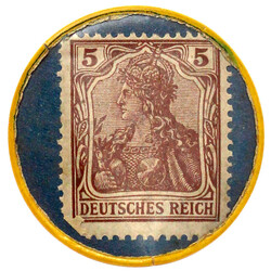 Briefmarkenkapselgeld, Germaniamarke zu 5 Pf. o.J. Man kauft bei ...
