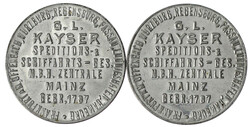 2 Stück: Briefmarkenkapselgeld, Germaniamarken zu 10 u. 20 Pf. o.J. ...