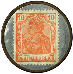 Briefmarkenkapselgeld, Germaniamarke zu 10 Pf. o.J. J. SCHMITT ...