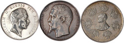 3 Silbermedaillen: Preussen Wilhelm II. militär. Schiesspreis, 29,38 ...