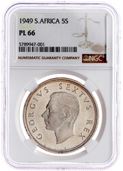 5 Shillings 1949. Aufl. nur 2000 Exemplare. Im NGC-Blister mit ...