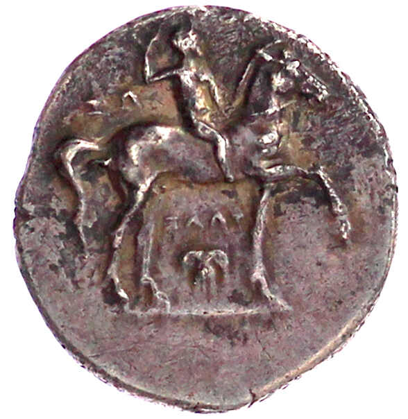 Nomos (Didrachme) 280/272 v. Chr. Reiter r., sich selbst bekränzend, ...