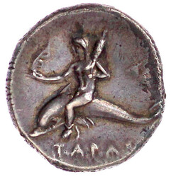 Nomos (Didrachme) 280/272 v. Chr. Reiter r., sich selbst bekränzend, ...