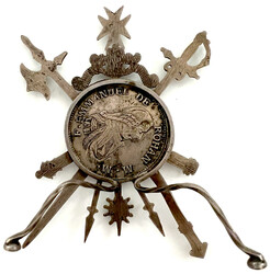 2 Scudi 1796, Valletta. Eingeklemmt in Silber-Aufsteller mit Schwert, ...