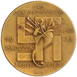 Bronzemedaille 1933 von Karl Goetz. "Unser tägliches Brot gib uns ...