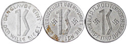 3 Stück Österreich: 1 Schilling Spendenmarken Alu 1936 bzw. o.J. ...