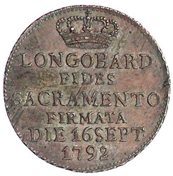 Silberabschlag des Dukaten 1792 a.d. lombardische Krönung. 3,14 g. ...