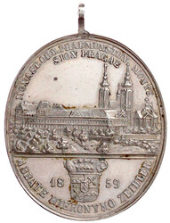 Tragbare, hochovale Silbermedaille 1859, sign W.S. (Wenzel Seidan). ...