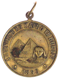Tragbare zweisprachige Messingmedaille 1896. Andenken an Kairo in ...