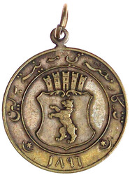 Tragbare zweisprachige Messingmedaille 1896. Andenken an Kairo in ...