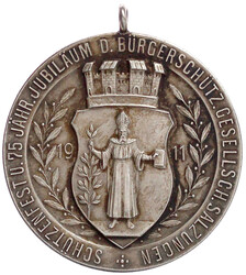 Tragbare Silber-Schützenmedaille 1911, auf das Schützenfest und das ...