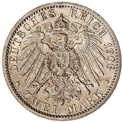 2 Mark 1906 A. fast vorzüglich, kl. Kratzer
