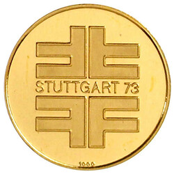 Feingoldmedaille 1973. Deutsches Turnfest Stuttgart. 20,5 mm; 4,69 g. ...