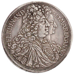Reichstaler 1696 MM. Jahreszahl geteilt. Ferdinand und Maria Anna. 28 ...