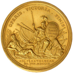Goldmedaille zu 20 Dukaten 1709, unsign. (wohl spätere Prägung). ...